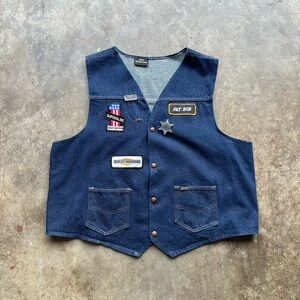vintage 1970s sears denim harley davidson vest XL